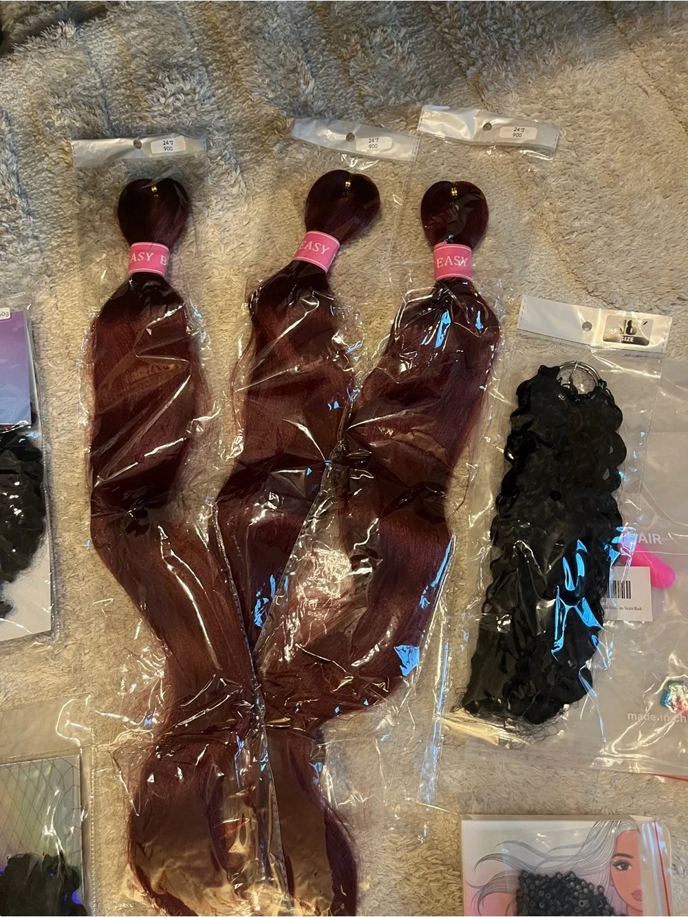 NWT Huge Assorted Human Hair Extensions & Wigs & Lashes both Human and Synthetic - Picture 5 of 15